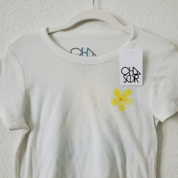 Chaser LA Boho Feel the Vibes Pastel Floral Distressed Cotton Graphic Tee XS NWT - Picture 7 of 10